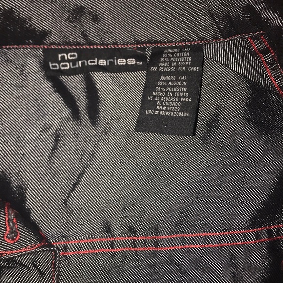 No Boundaries Jean Jacket with Red Stitching - Picture 6 of 6